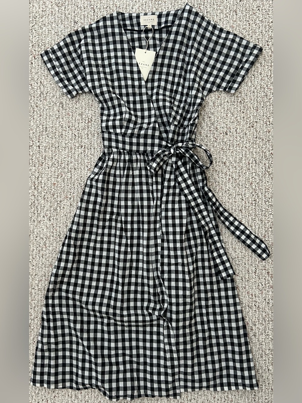 Sezane Marielle Dress - White / Black Gingham - US2 / FR34 - Picture 8 of 16